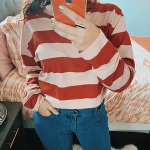 Striped Red and Pink Crop Top